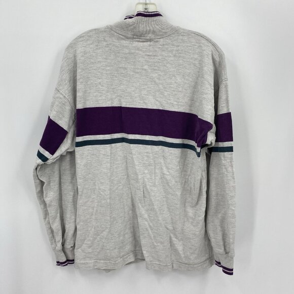 LL Bean Vintage Pullover Turtleneck Heavy Shirt Gray Purple Stripe 80's Mens M - Picture 5 of 6